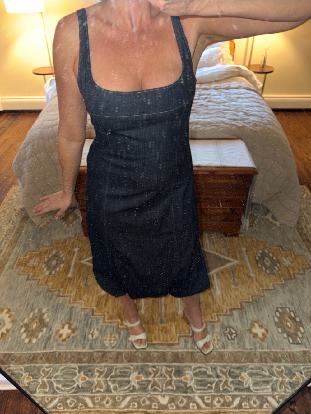 Zara Denim Square Neck Bubble Dress